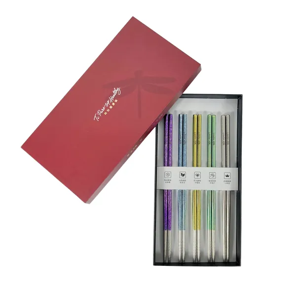 Pure Titanium Lightweight Chopsticks 5 Pairs Set Pure Titanium Lightweight Chopsticks 5 Pairs Set