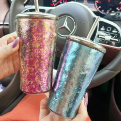 Pure Titanium Tumbler With Straw Lid Crystal Silver Pure Titanium Tumbler With Straw Lid Crystal Silver