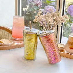 Pure Titanium Tumbler With Straw Lid Crystal Silver Pure Titanium Tumbler With Straw Lid Crystal Silver